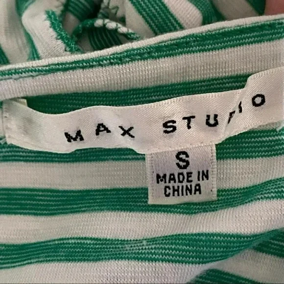 Max Studio S green & white striped ruffle top maxi‎ dress - Picture 6 of 7